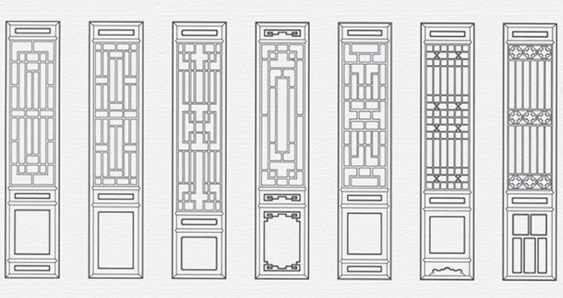 班玛常用中式仿古花窗图案隔断设计图